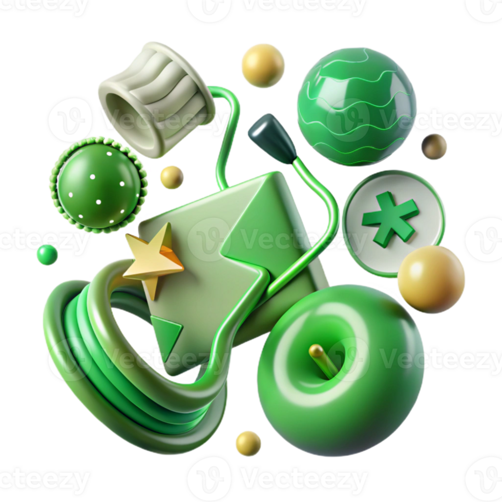 serene artistic Green Energy Symbols Set Transparent Element detailed png