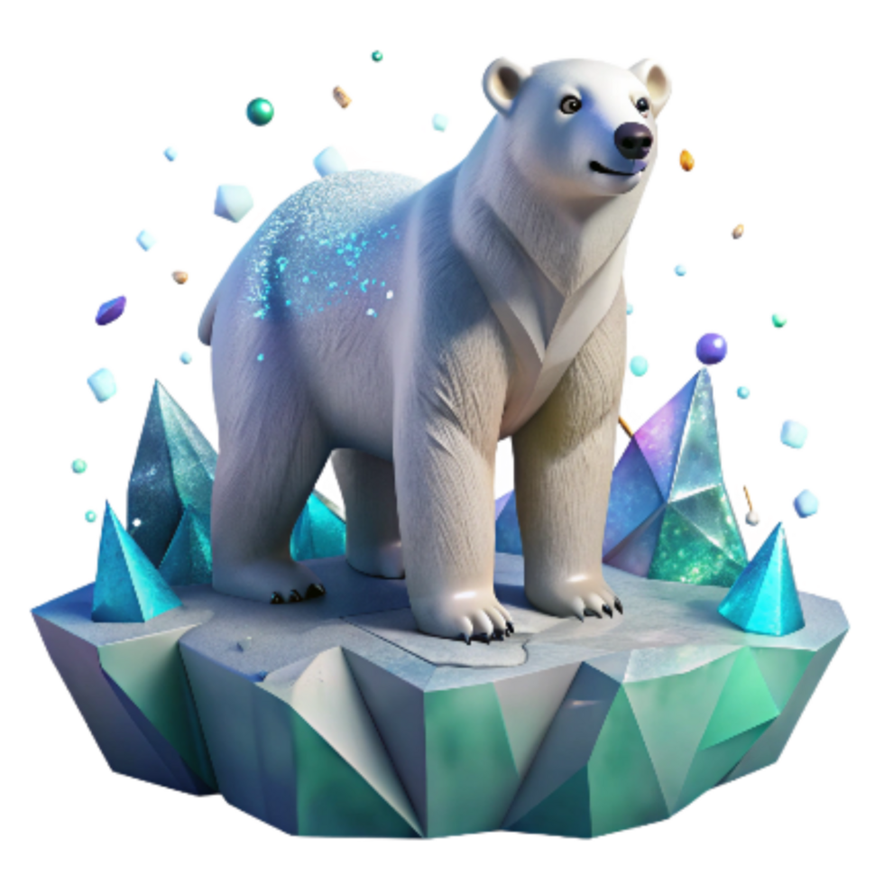 wonderful minimalist Polar Bear Standing on Ice Floe Transparent Background high quality png