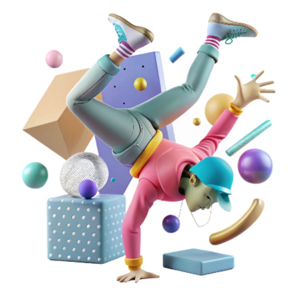 vibrant contemporary Hip Hop Dancer with Handstand Isolated Transparent Background premium png