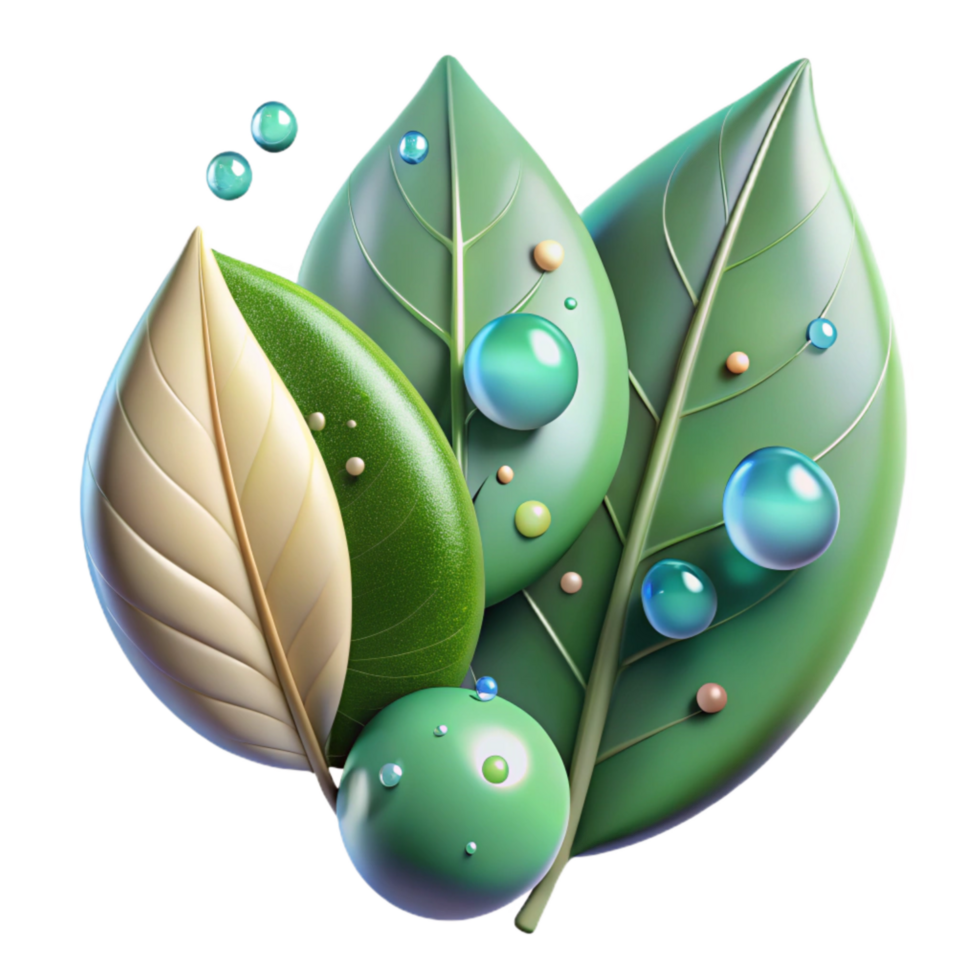 elegant vintage Mangrove Leaves with Water Droplets Cutout Transparent Background png