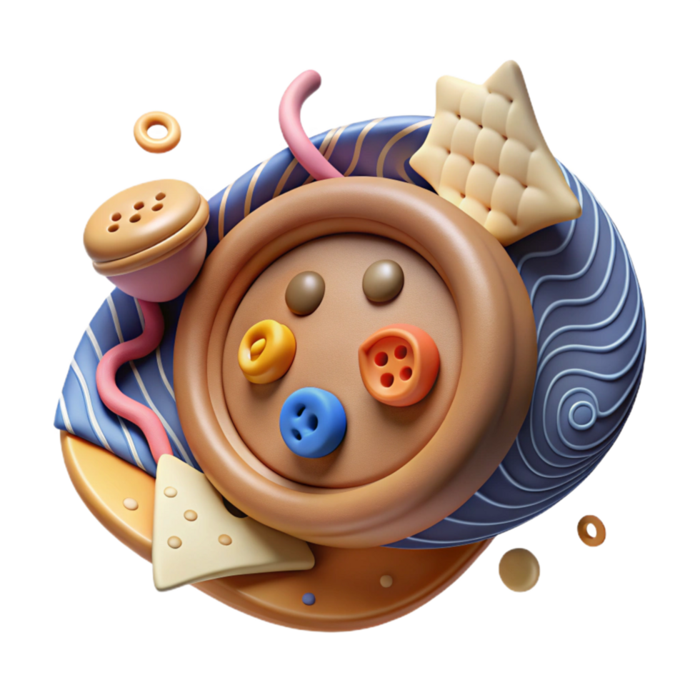 serene classic Handcrafted Clay Button Cutout on a Transparent Background authentic png
