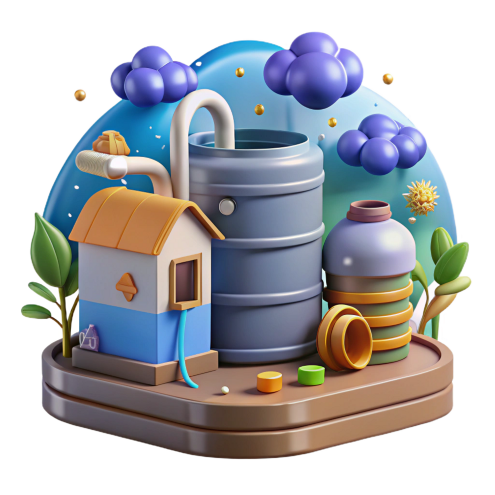 elegant modern Rainwater Harvesting System Cutout Sustainable Practice Isolated authentic png