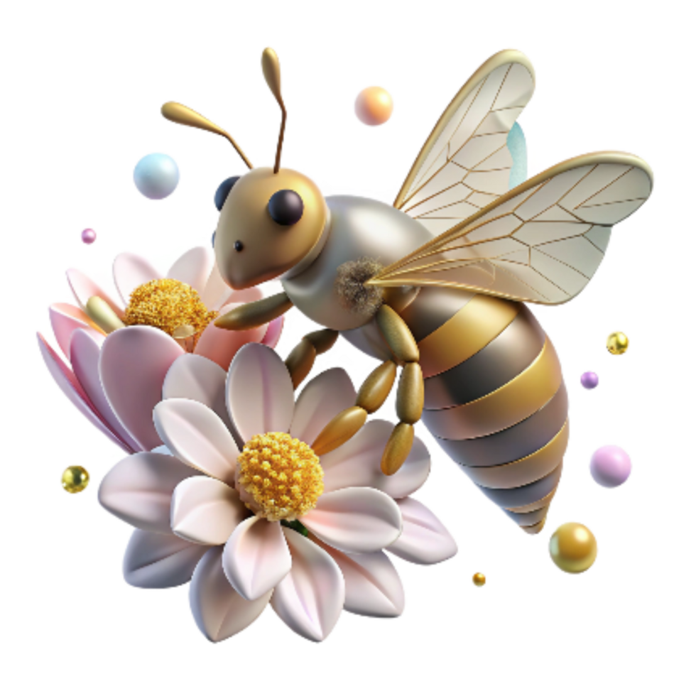 dramatic vintage Honeybee Gathering Nectar From Bluebell Transparent Background high quality png