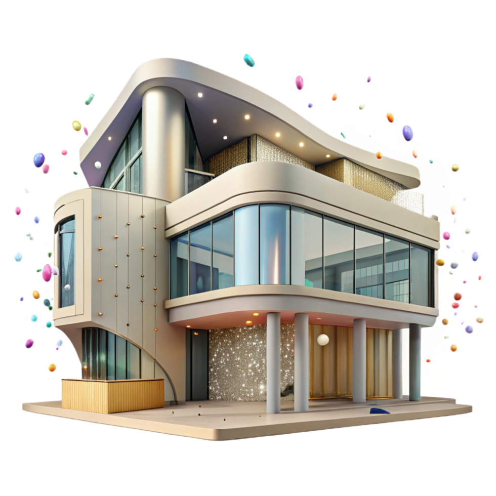 magnificent vintage Modern Architecture Building Front View Cutout original png
