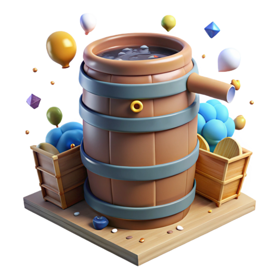 elegant modern Rain Barrel Collecting Water Cutout Transparent Background premium png