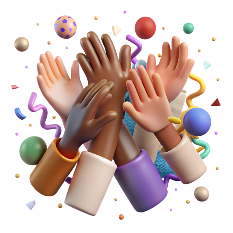 serene artistic Group Silhouette Diverse Hands Joined Transparent Background original png