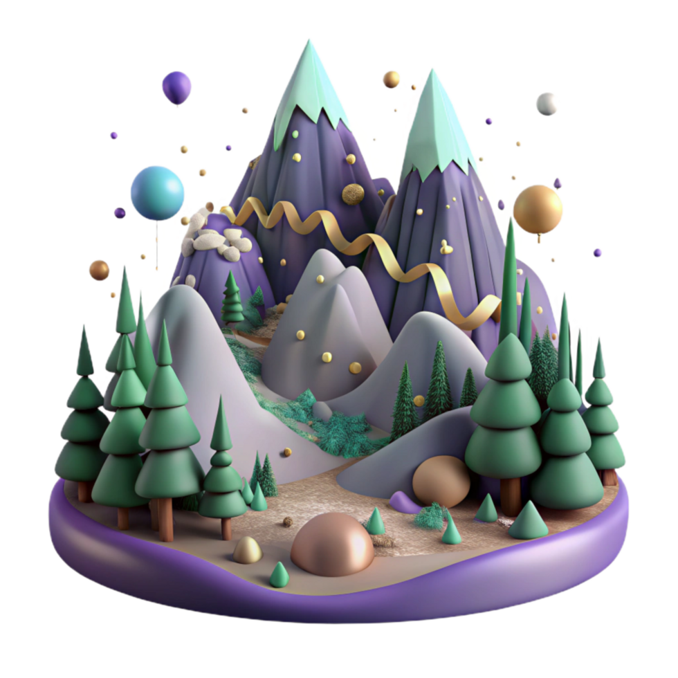 impressive rustic Mountain Landscape with Forest Isolated with Dense Forest original png