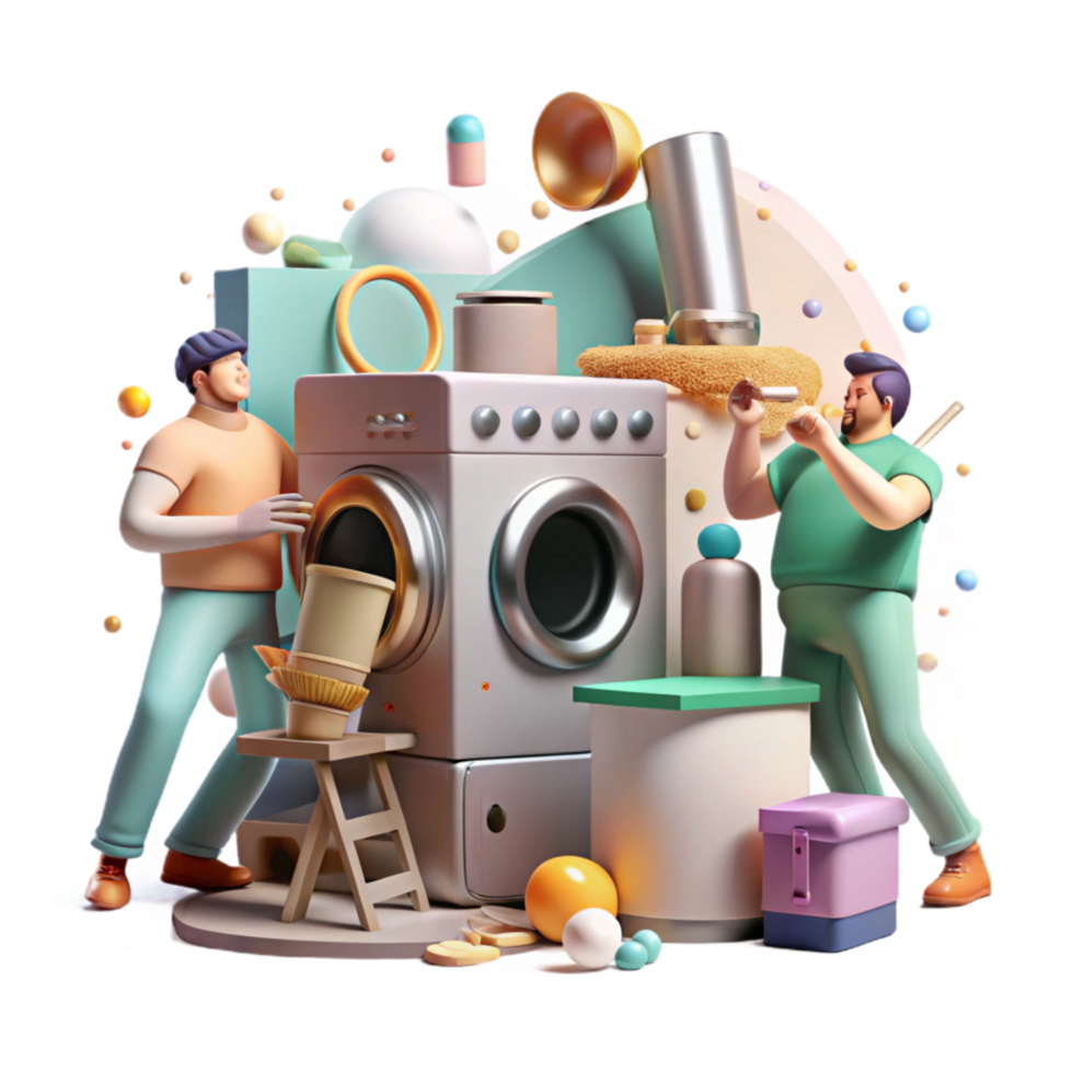 wonderful traditional Group Repairing Broken Appliances Transparent Background premium png