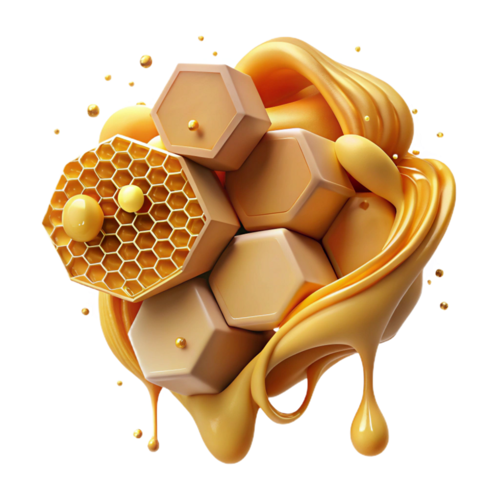 beautiful abstract Honeycomb with Honey Dripping Cutout high resolution png
