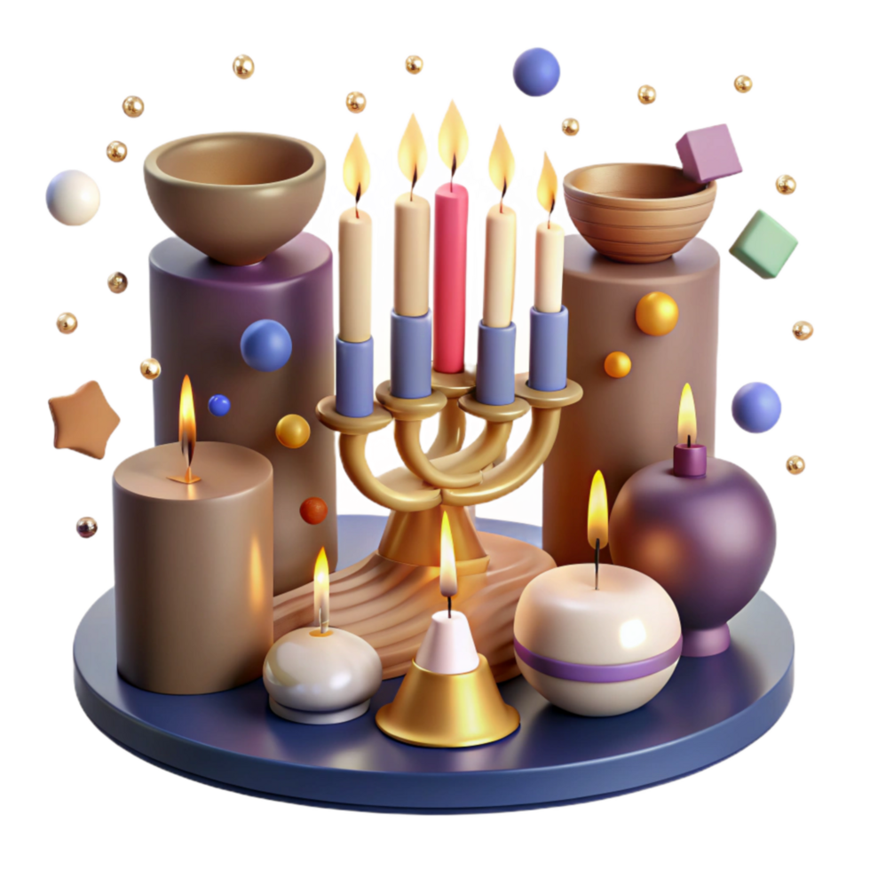 stunning contemporary Hanukkah Candles Lit Cutout Warm Glow authentic png