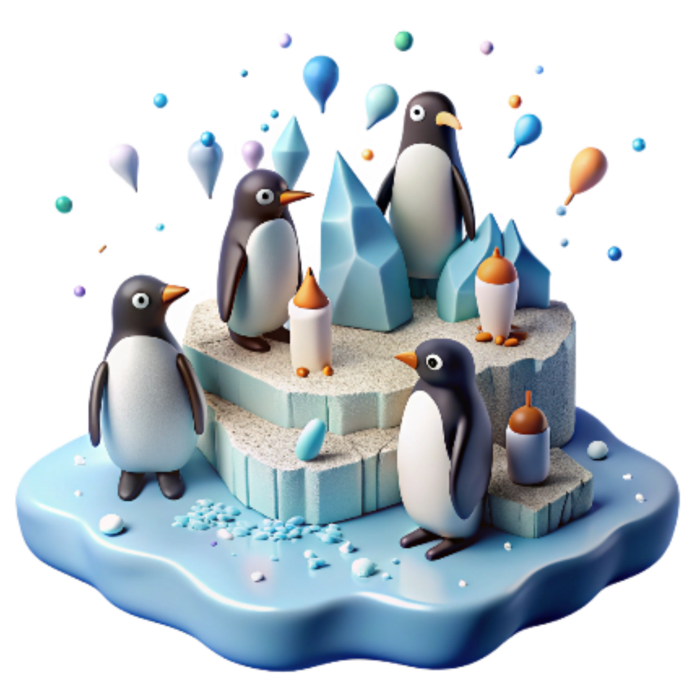 beautiful creative Penguin Colony on Ice Floe Cutout png