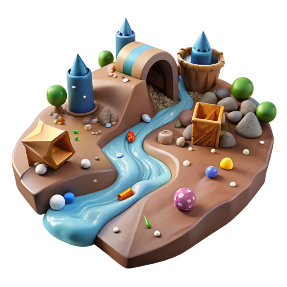 beautiful classic Polluted Stream Mining Waste Transparent Background Low Contrast detailed png