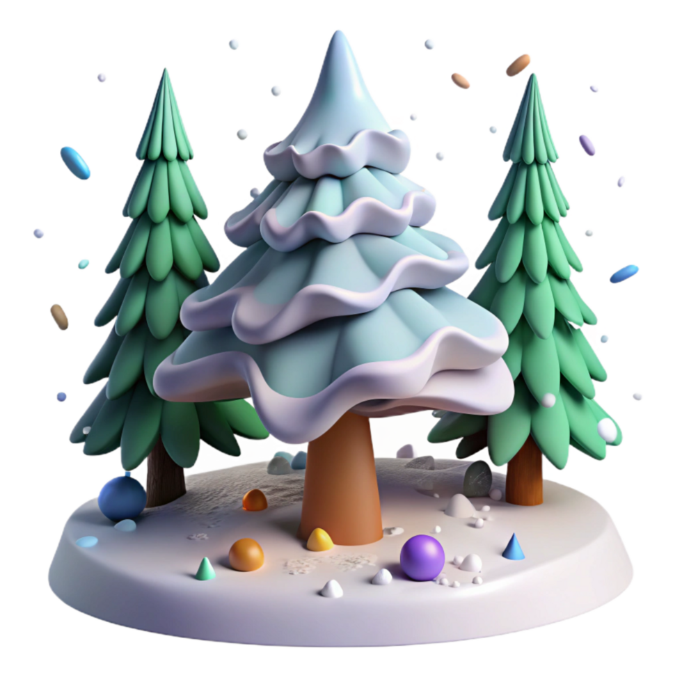 magnificent contemporary Pine Tree Snow Covered Forest Winter Scene Cutout authentic png