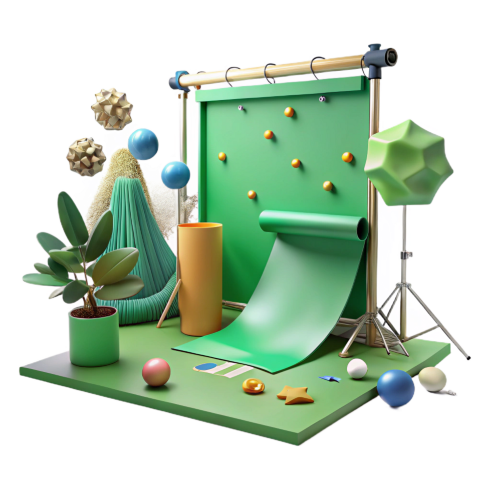 serene vintage Green Screen Studio Setup Isolated Element high quality png