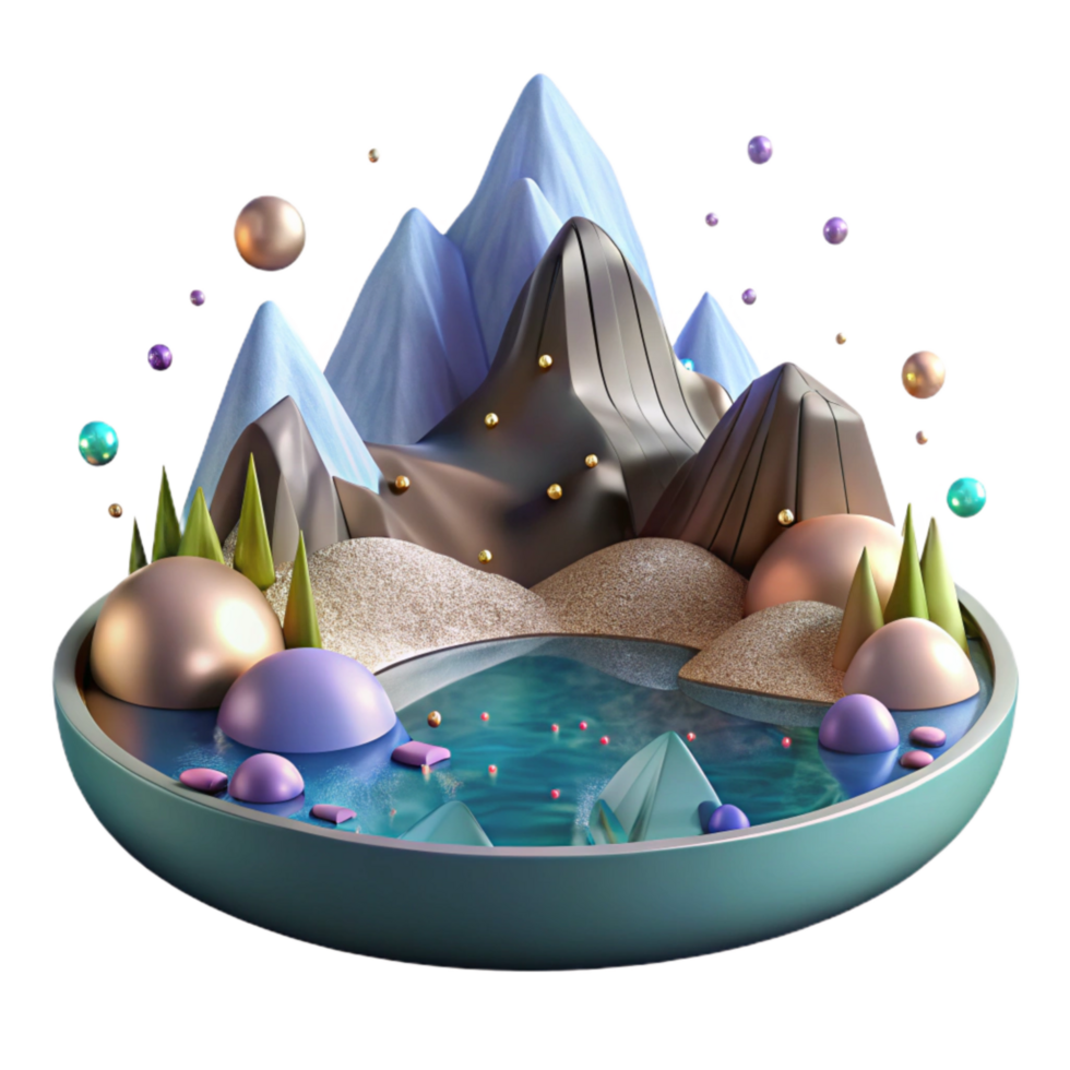 dramatic rustic Mountain Lake Reflection Cutout with Crystal Clear Water original png