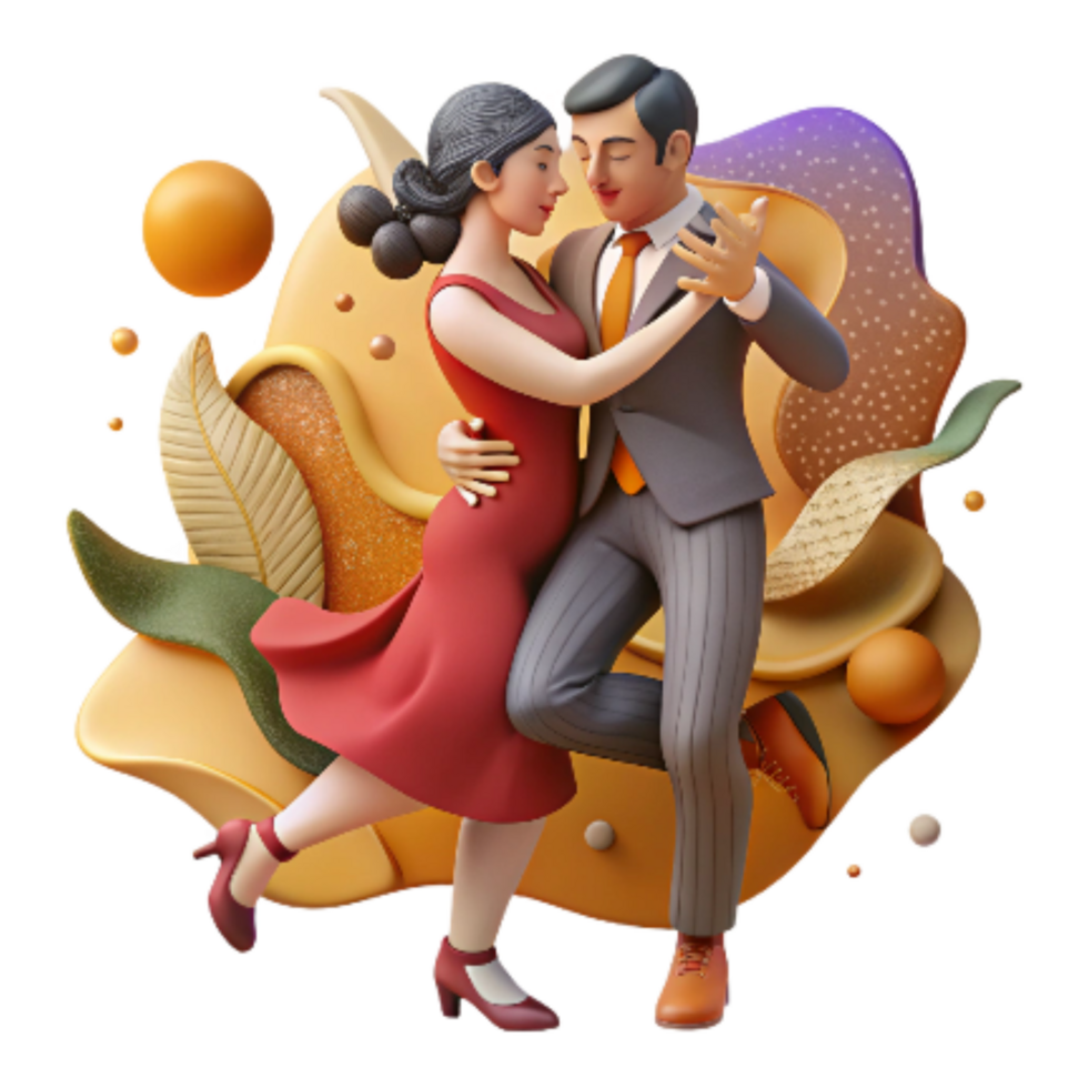 serene vintage Passionate Tango Dancers Cutout with Warm Lighting png