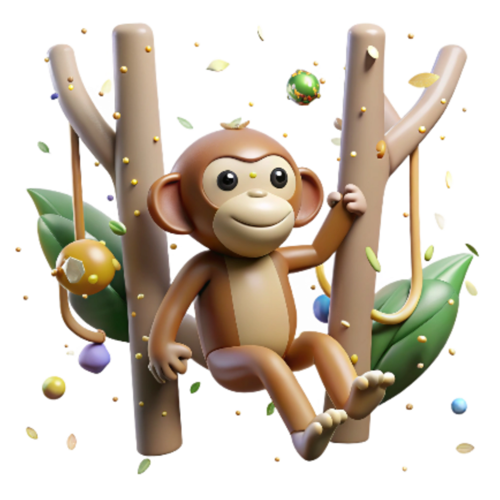beautiful contemporary Monkey Swinging Through Trees Jungle Background Transparent Background authentic png