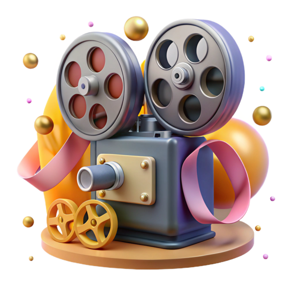 vibrant classic Old Film Projector with Reel Isolated authentic png