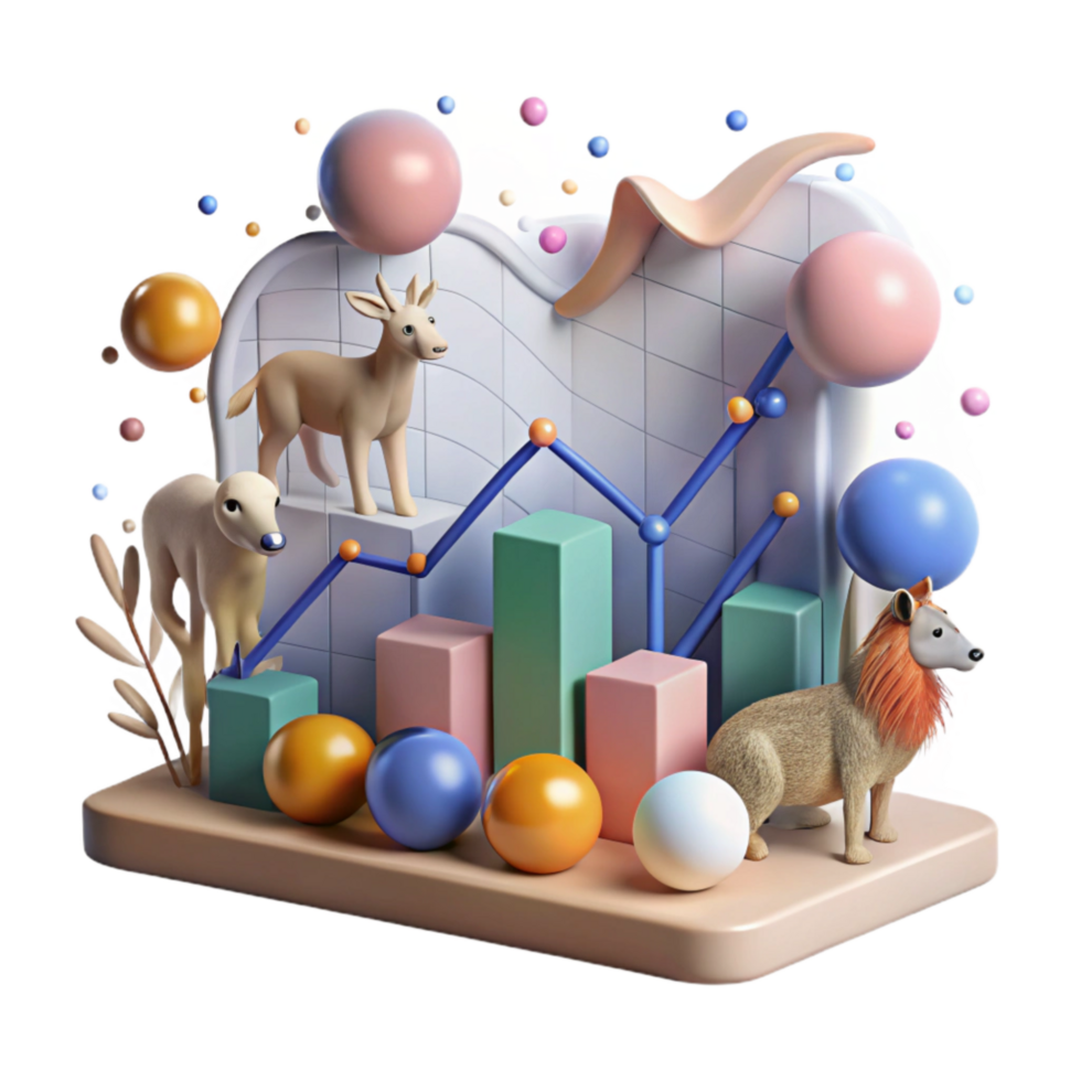 stunning rustic Graph Showing Animal Population Trends Transparent Background high quality png