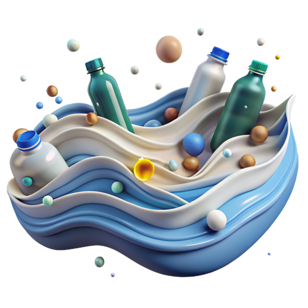 stunning modern Ocean Waves with Plastic Pollution Transparent Background genuine png