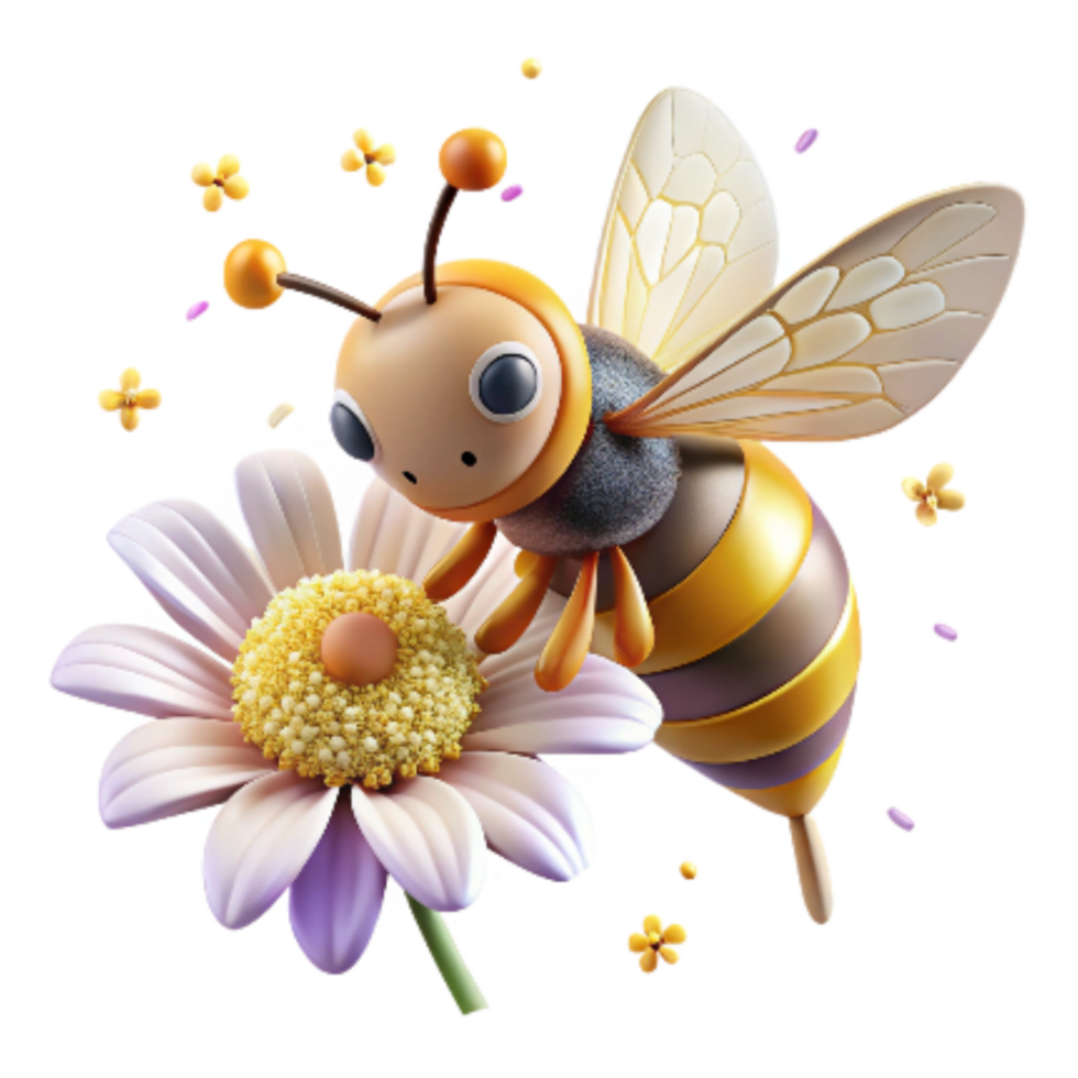 elegant artistic Honeybee Gathering Nectar From Bluebell Transparent Background high resolution png