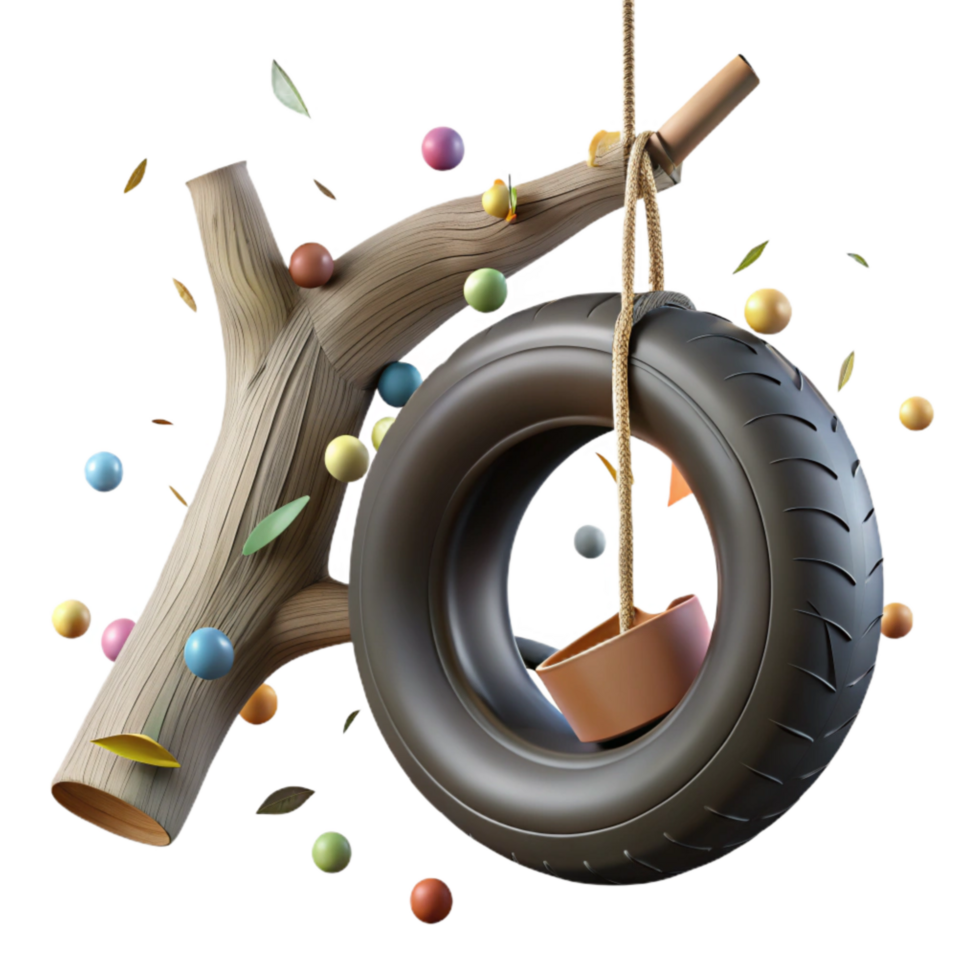 stunning traditional Recycled Tire Swing Hanging From Tree Cutout exclusive png