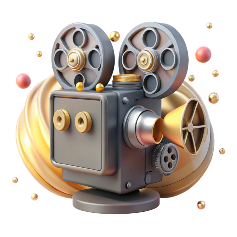 beautiful vintage Historical Film Projector Transparent Background with Front View high quality png