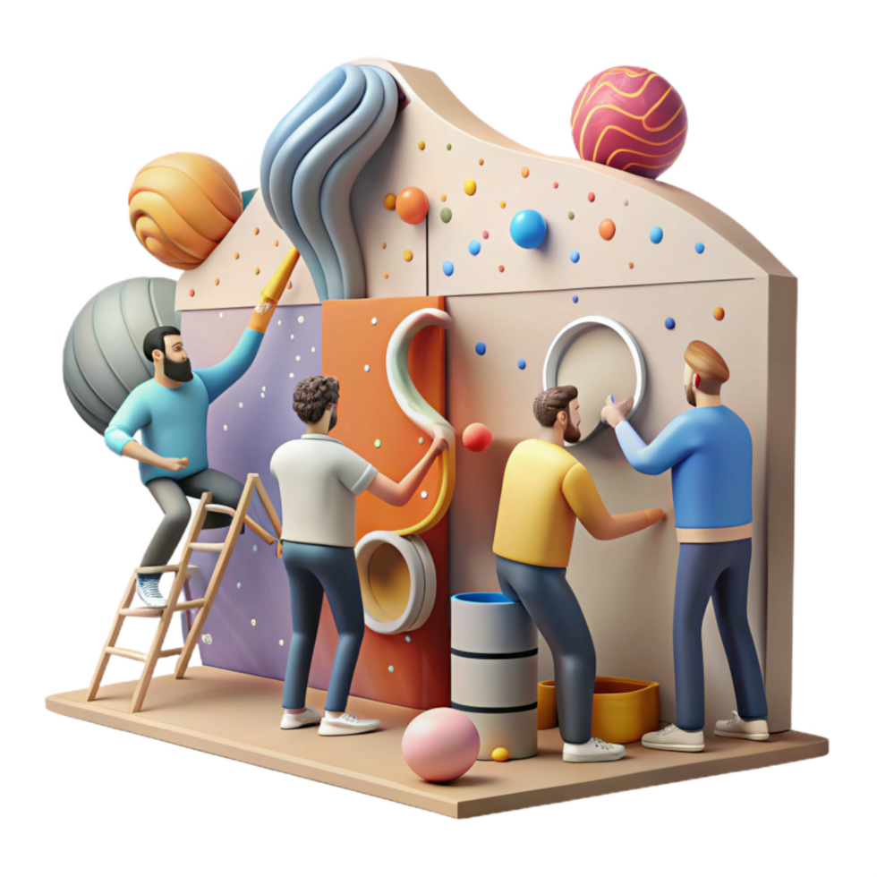 stunning abstract Group Painting Mural on Community Wall Transparent Background detailed png