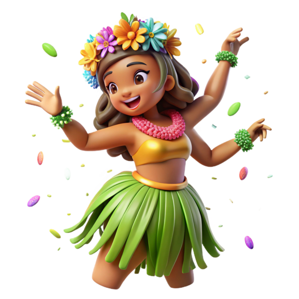 beautiful rustic Hula Dancer Grass Skirt Transparent Background Tropical Flowers original png