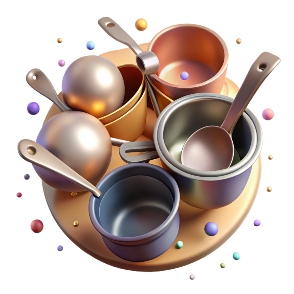 serene abstract Measuring Cups and Spoons Isolated Metal detailed png