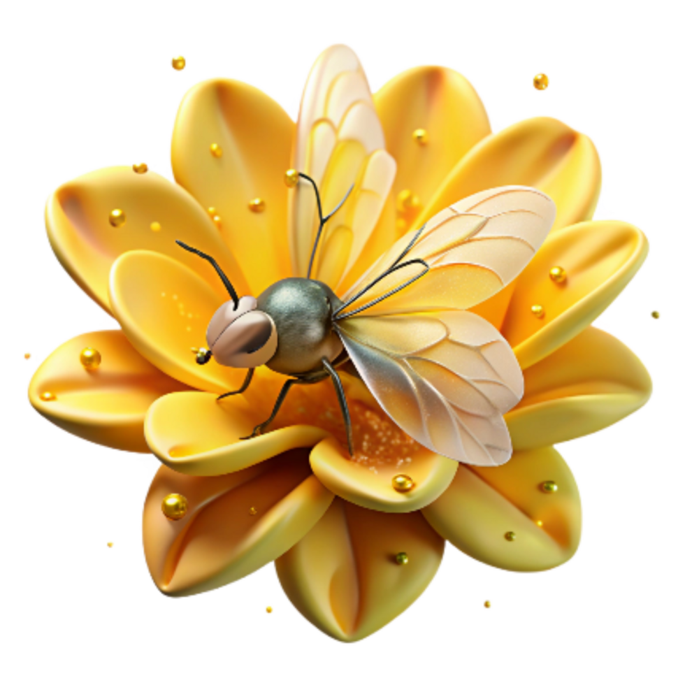 extraordinary modern Pollinating Insect on Yellow Blossom Transparent genuine png