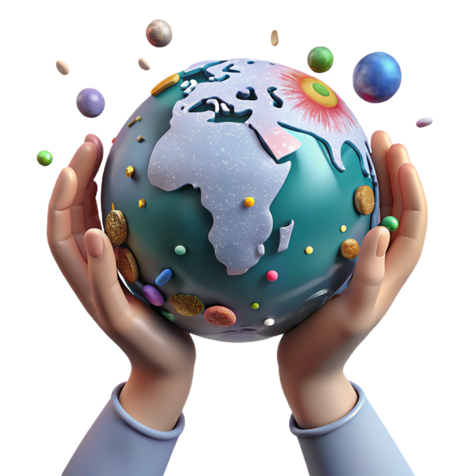 beautiful artistic Hands Holding Planet Earth Transparent png