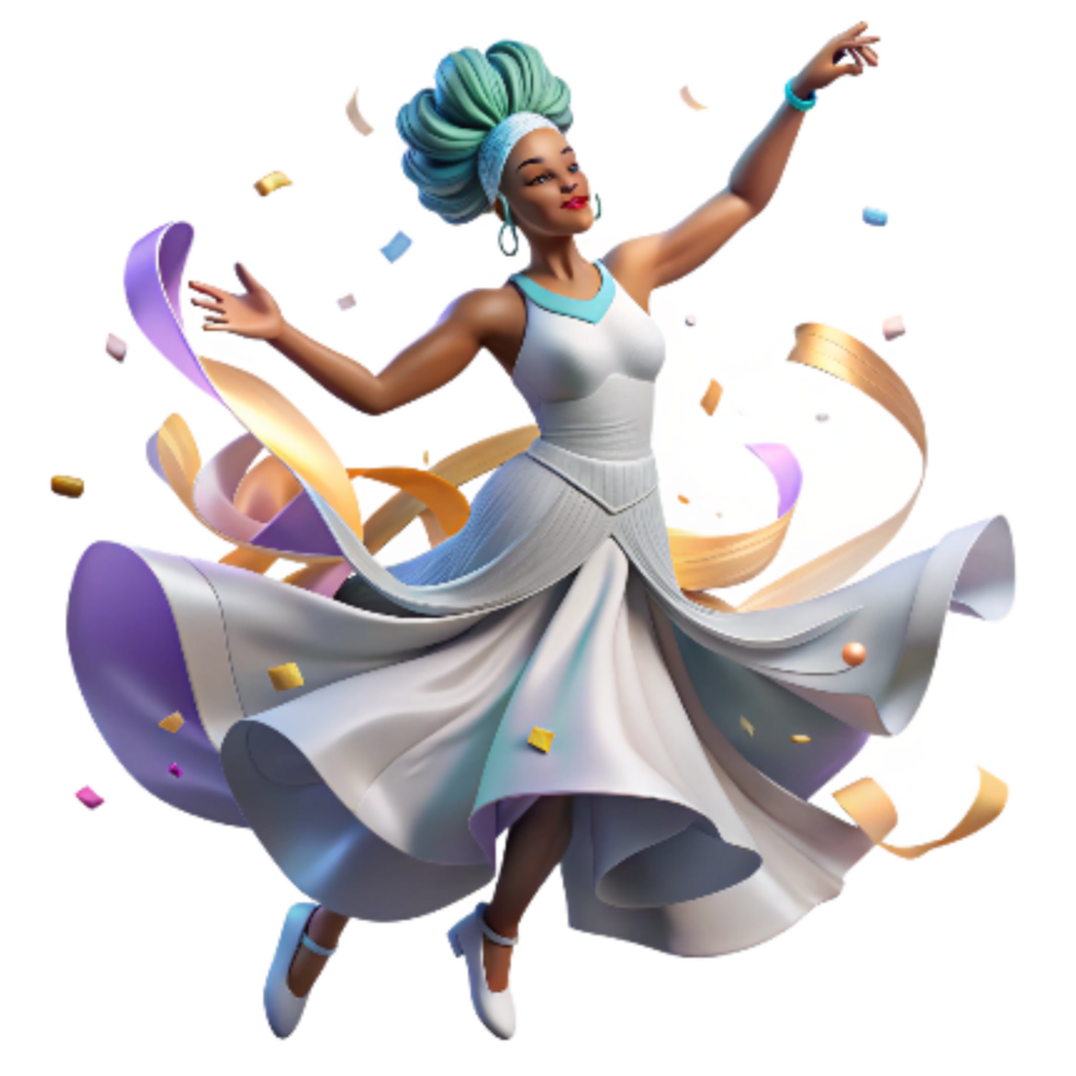 extraordinary abstract Lyrical Dancer with Flowing Dress Isolated genuine png