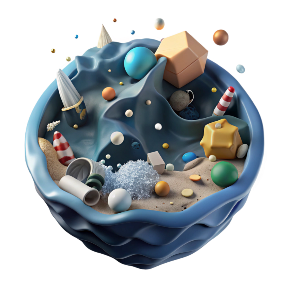 stunning modern Polluted Ocean with Floating Trash Top View Cutout exclusive png