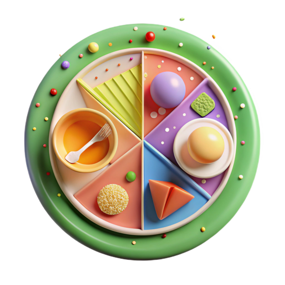 magnificent contemporary Healthy Eating Plate Diagram with Bright Colors Isolated authentic png