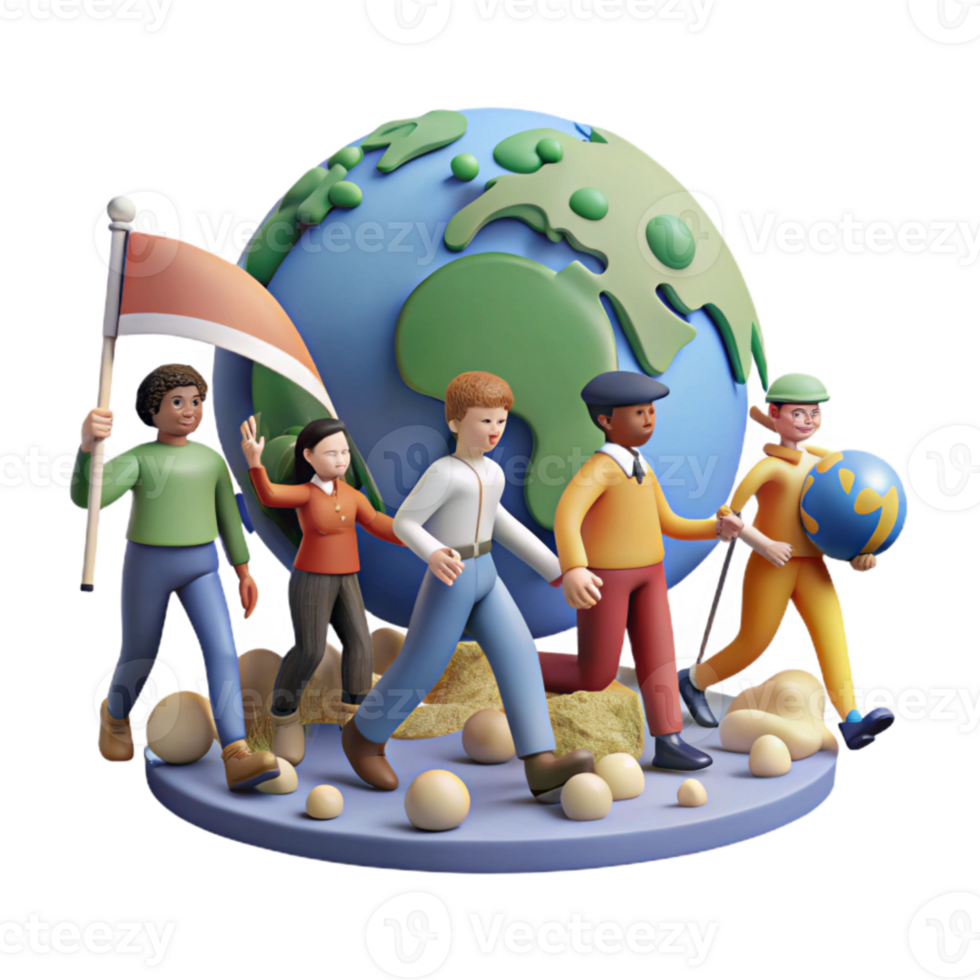 beautiful contemporary Group Marching Climate Change Awareness Cutout png