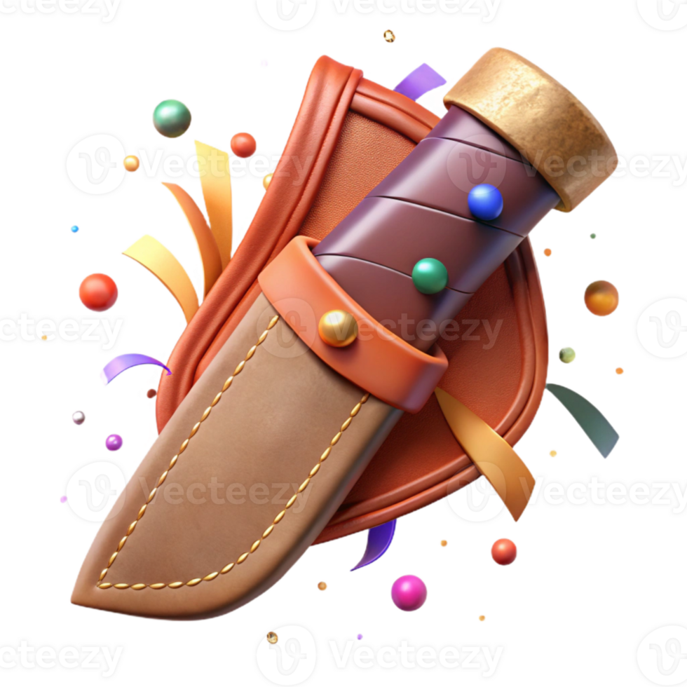 elegant abstract Hunter Knife Sheath Detail Isolated with Leather Texture png