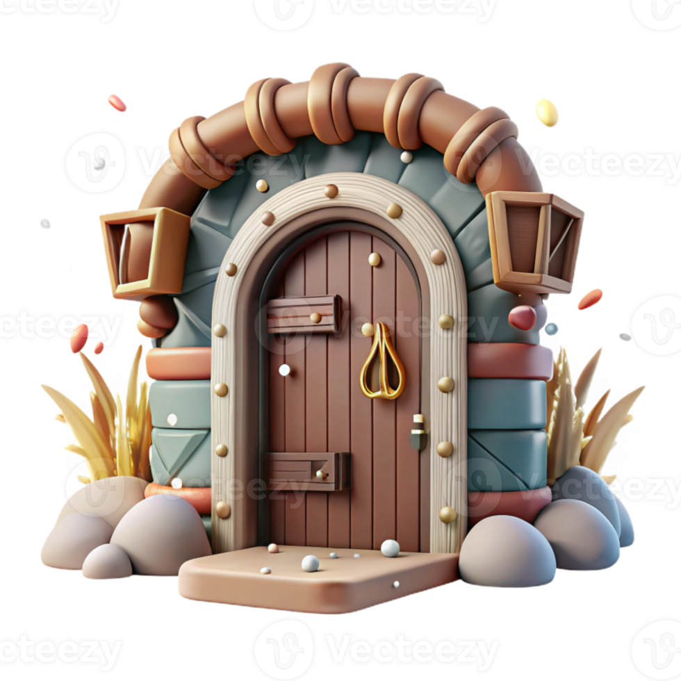stunning rustic Hunting Lodge Entrance Detail Cutout with Door premium png