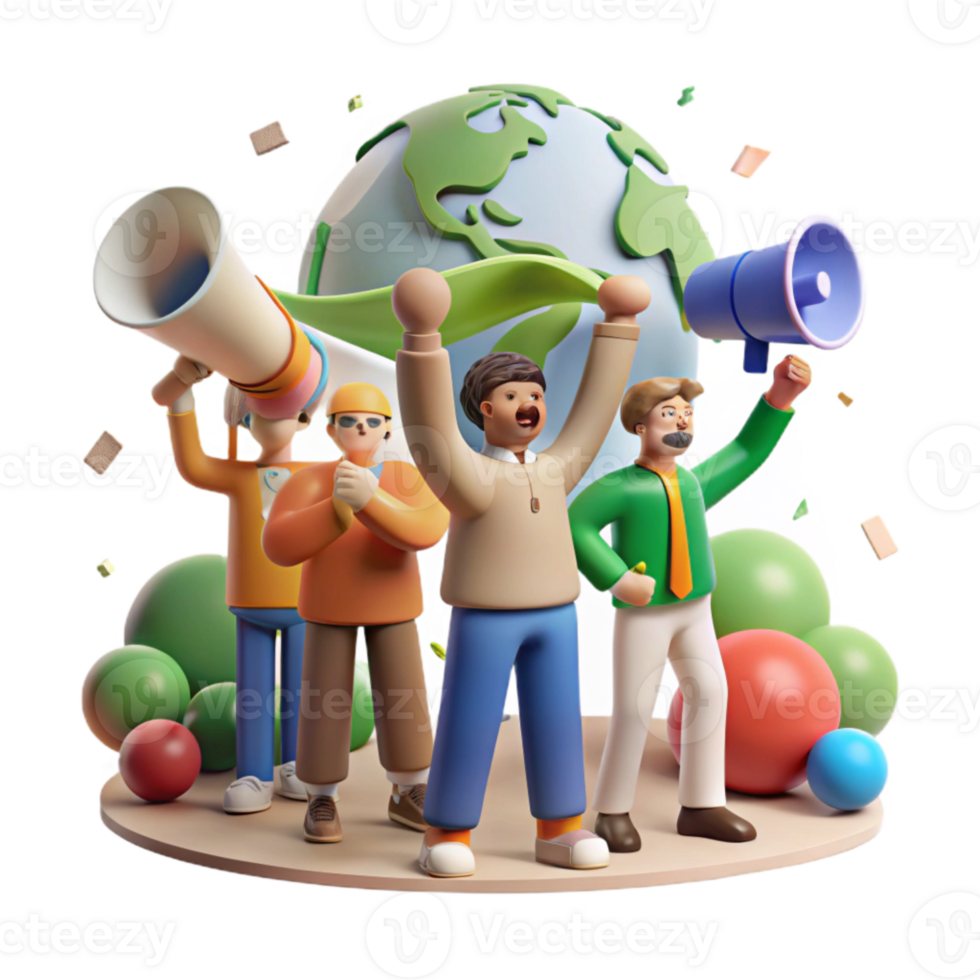 vibrant abstract Group Protesting for Climate Action Cutout detailed png