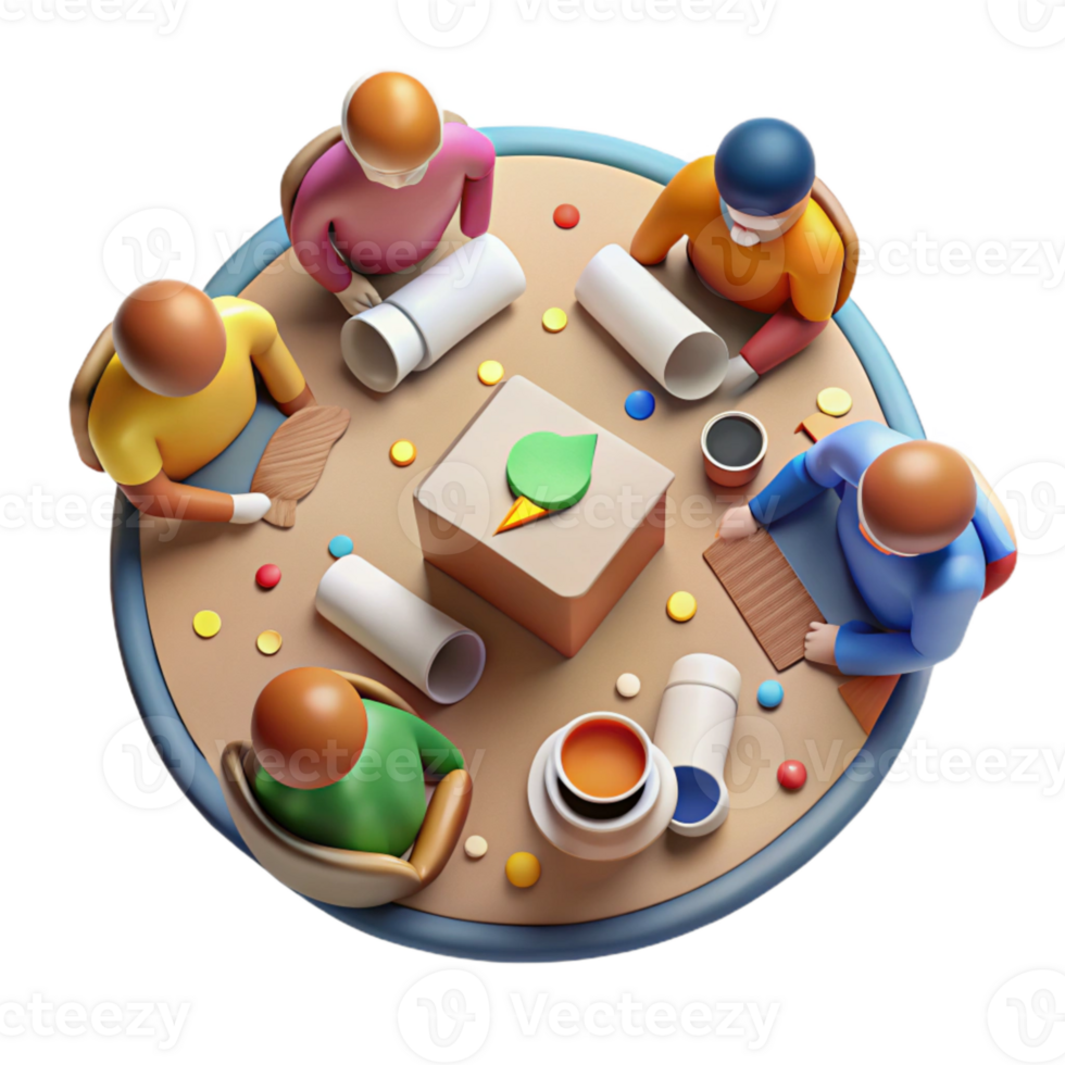 serene rustic High Angle View Teamwork Meeting Cutout Isolated detailed png