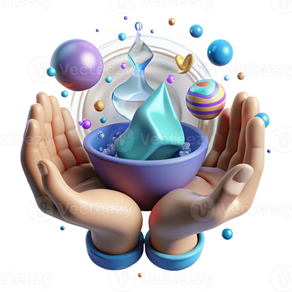 magnificent traditional Hands Cupping Water Source Soft Lighting Transparent Background exclusive png