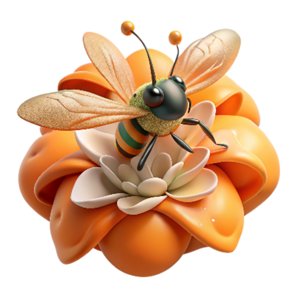 wonderful creative Hoverfly on Orange Blossom Cutout Image detailed png