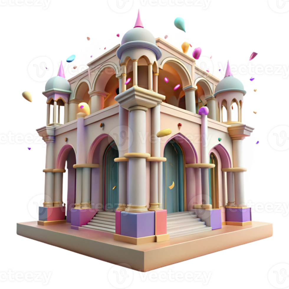 extraordinary minimalist Renaissance Palace Isolated with Arched Windows authentic png