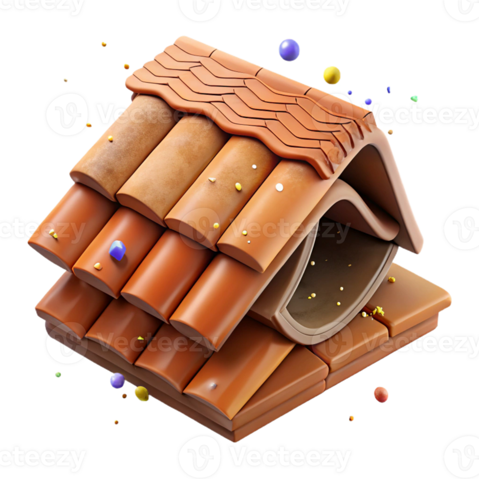 stunning creative Old Roof Tiles Cutout Isolated with Clay Texture high quality png