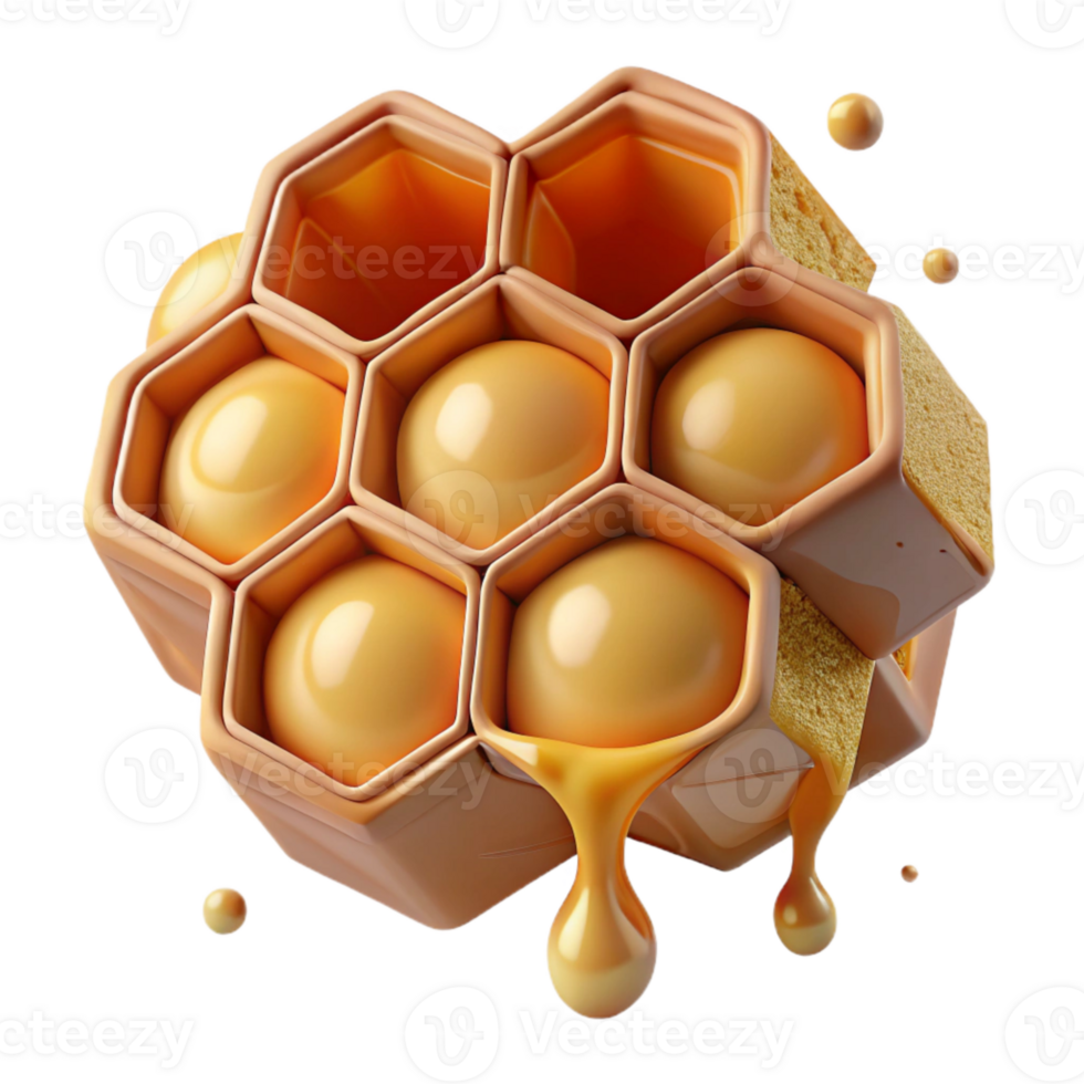 serene artistic Honeycomb with Honey Dripping Cutout premium png