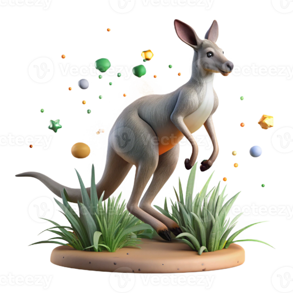 wonderful creative Kangaroo Hopping Across Grass Transparent high quality png