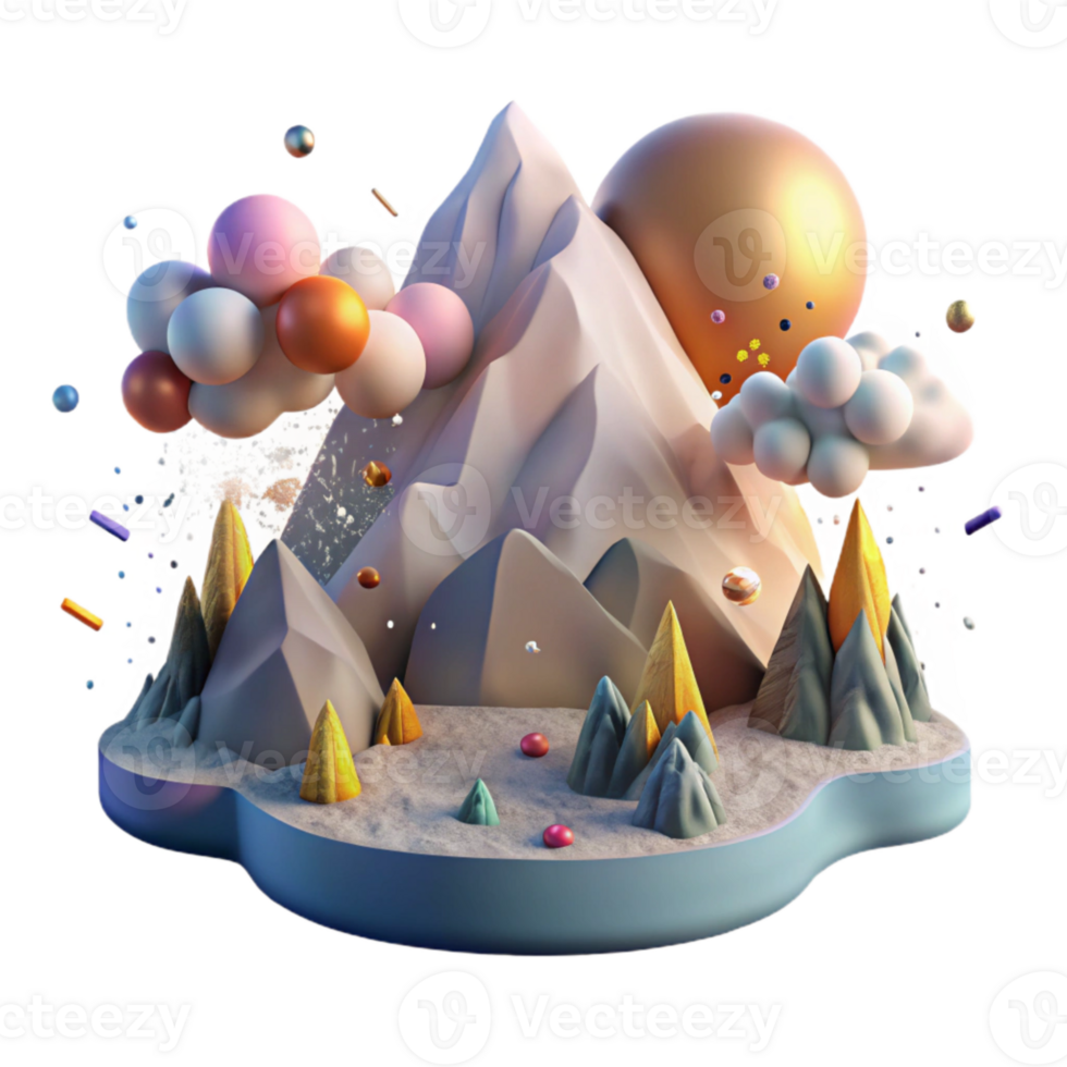 extraordinary traditional Mountain Scene with Sunrise and Fog Transparent Background detailed png