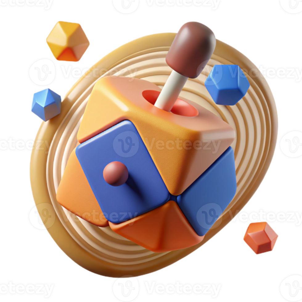 dramatic rustic Hanukkah Dreidel Spinning Top View Cutout authentic png