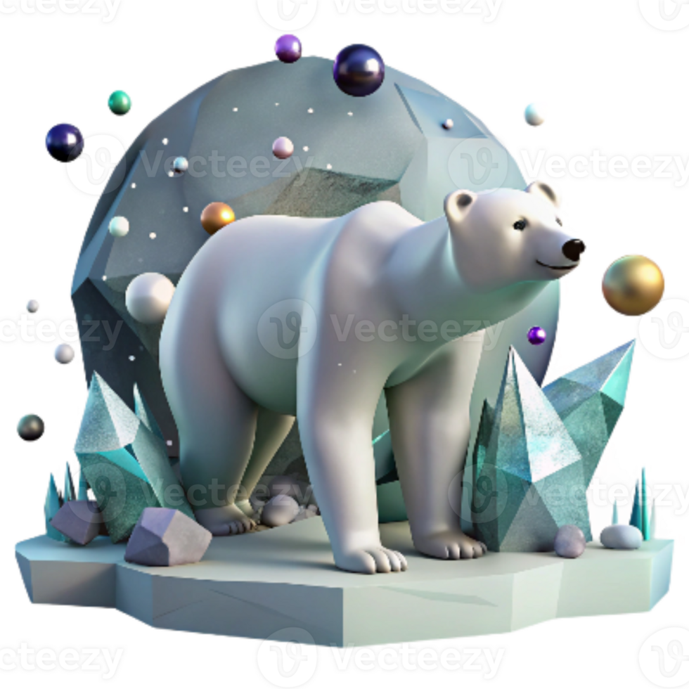 magnificent rustic Polar Bear Walking on Ice Isolated Image high resolution png