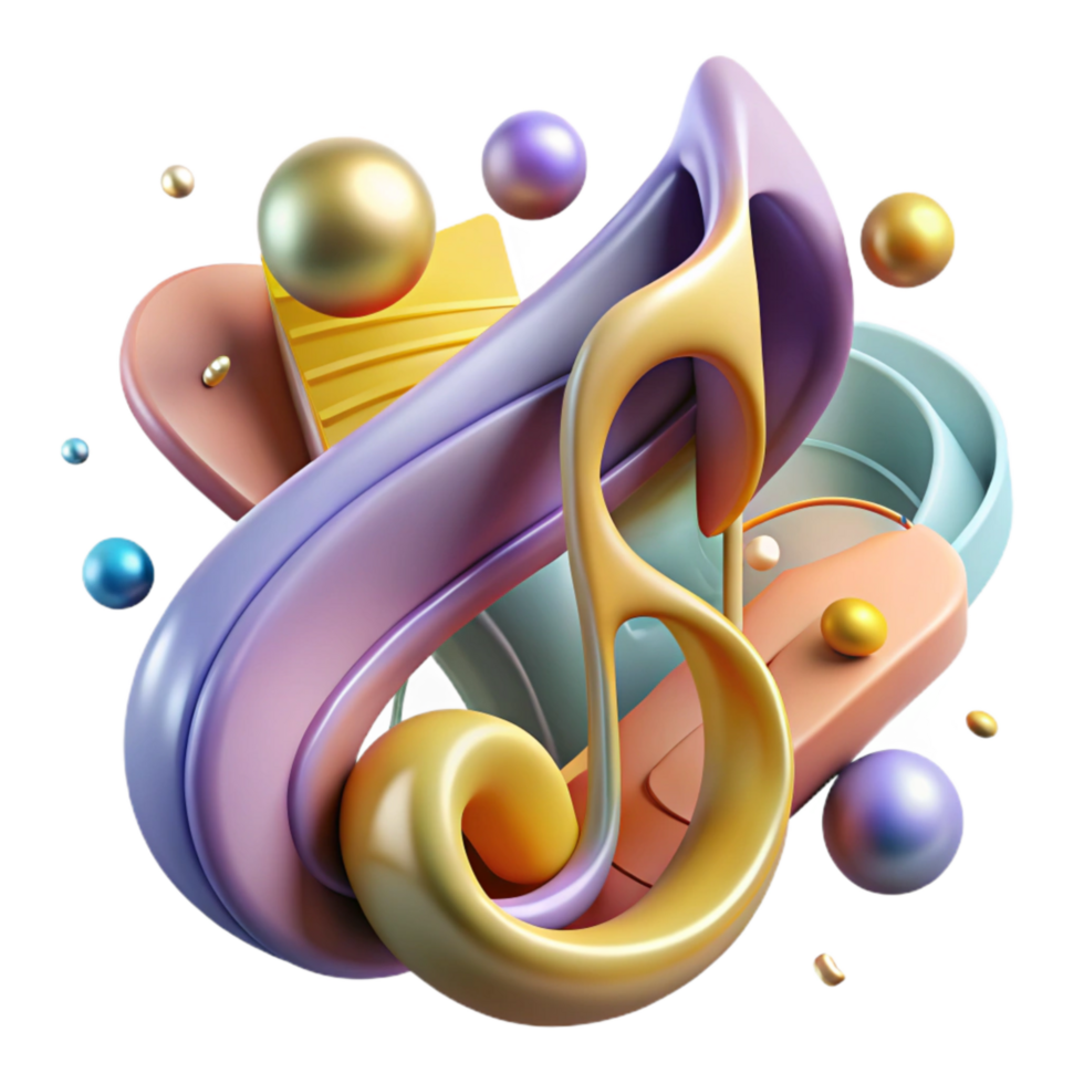 magnificent modern Graffiti Musical Note Design Isolated with Elegant Curves png